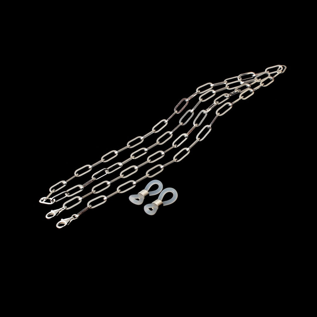 JLC 925 Silver Custom Name Glasses Chain 10mm 925 Silver Paperclip Glasses Chain