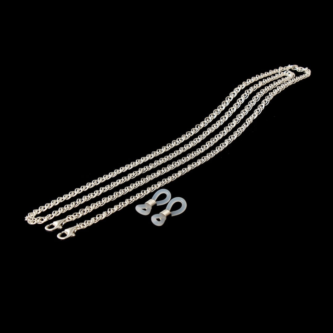 JLC 925 Silver Custom Name Glasses Chain 6mm 925 Silver Double Clasp Cross Glasses Chain