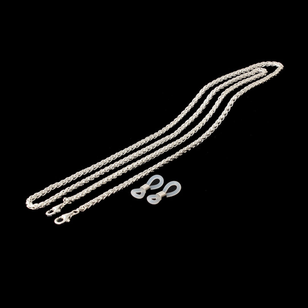 JLC 925 Silver Custom Name Glasses Chain 3mm 925 Silver Chopin Glasses Chain